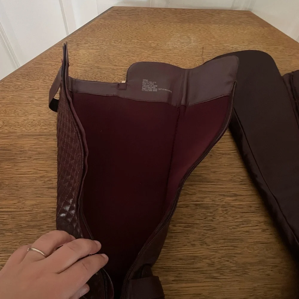 JustFab Burgundy Quilted Over the Knee Boots Size 7